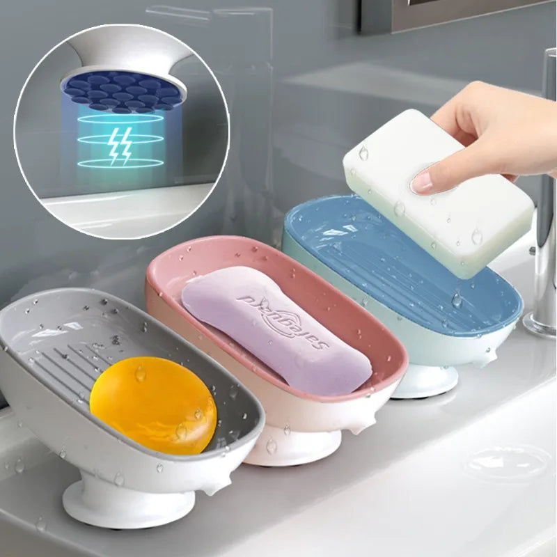 1Pcs Bathroom Soap Dishes Holder Self Draining Soap Box with Super