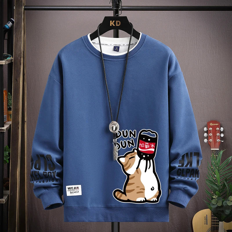 Cartoon Cute Cat Funny Print Graphic T-shirt Women Oversized Loose