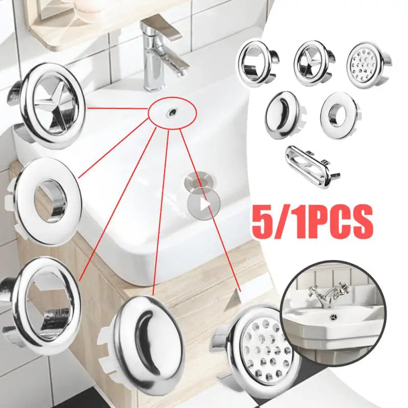 5/1pcs Sink Hole Overflow Cover For Kitchen Bathroom Basin Decoration
