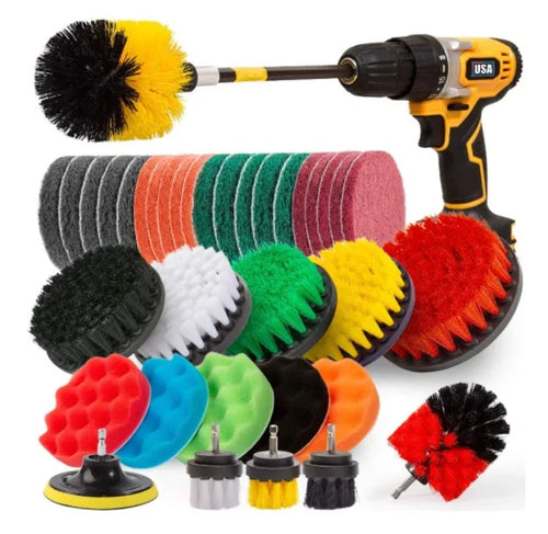 Electric Drill-Brush Head Kit Attachment Power Scrubber Brush For