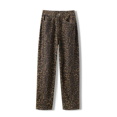 Leopard Print Jeans for Women High Waisted Y2k Retro Fashion