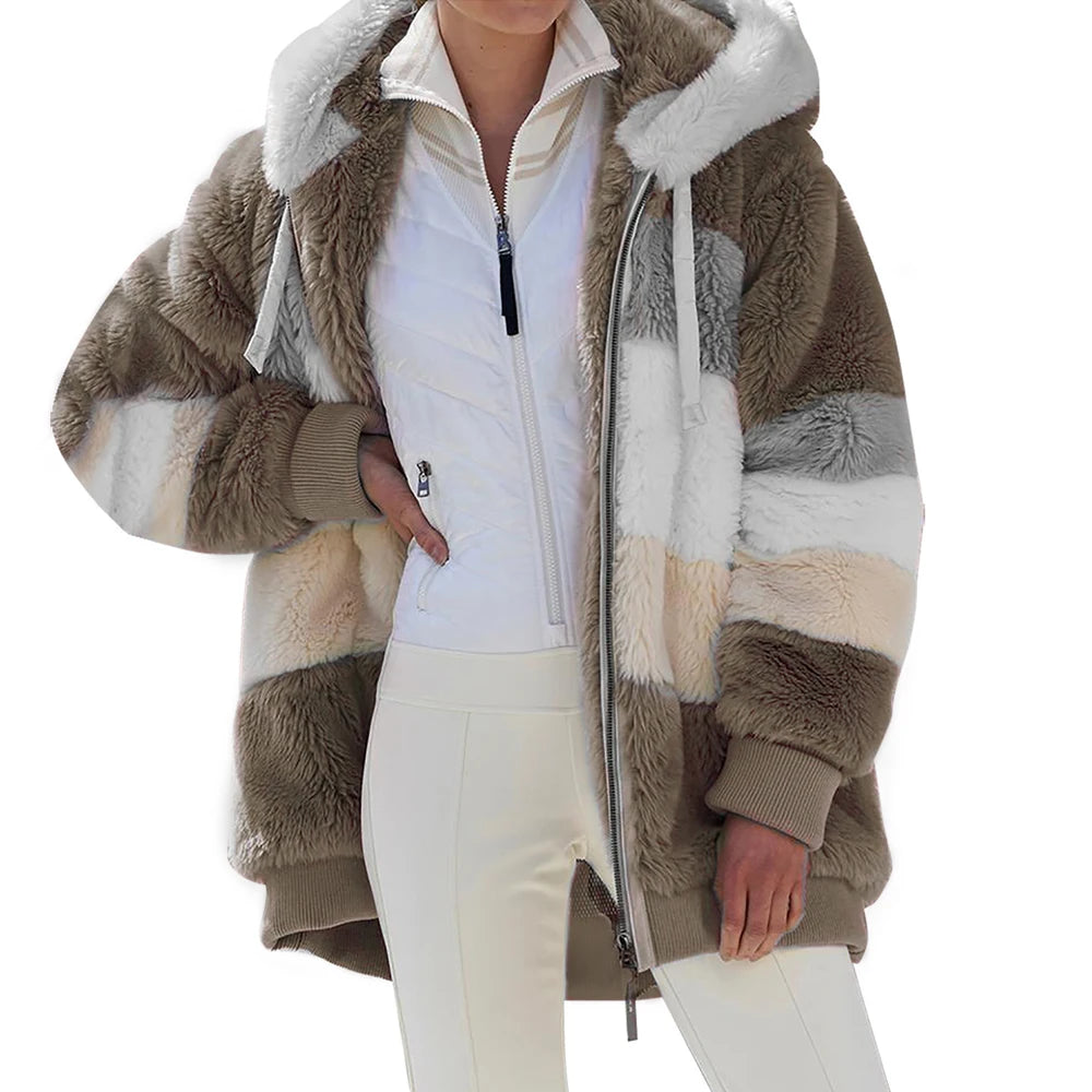 Oversized Jacket for Women Coat 2023 Autumn Winter Warm Plush Pocket