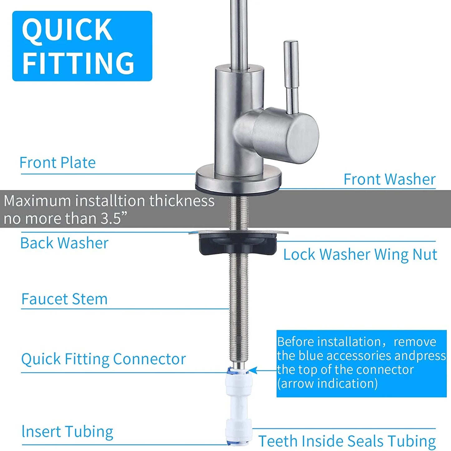 Water Purifier Faucet, Lead-Free Filtered Faucet Fits Reverse Osmosis