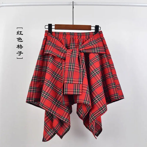 Summer Casual Retro Irregular Women Skirt Bow-knot Elastic Waist Shirt