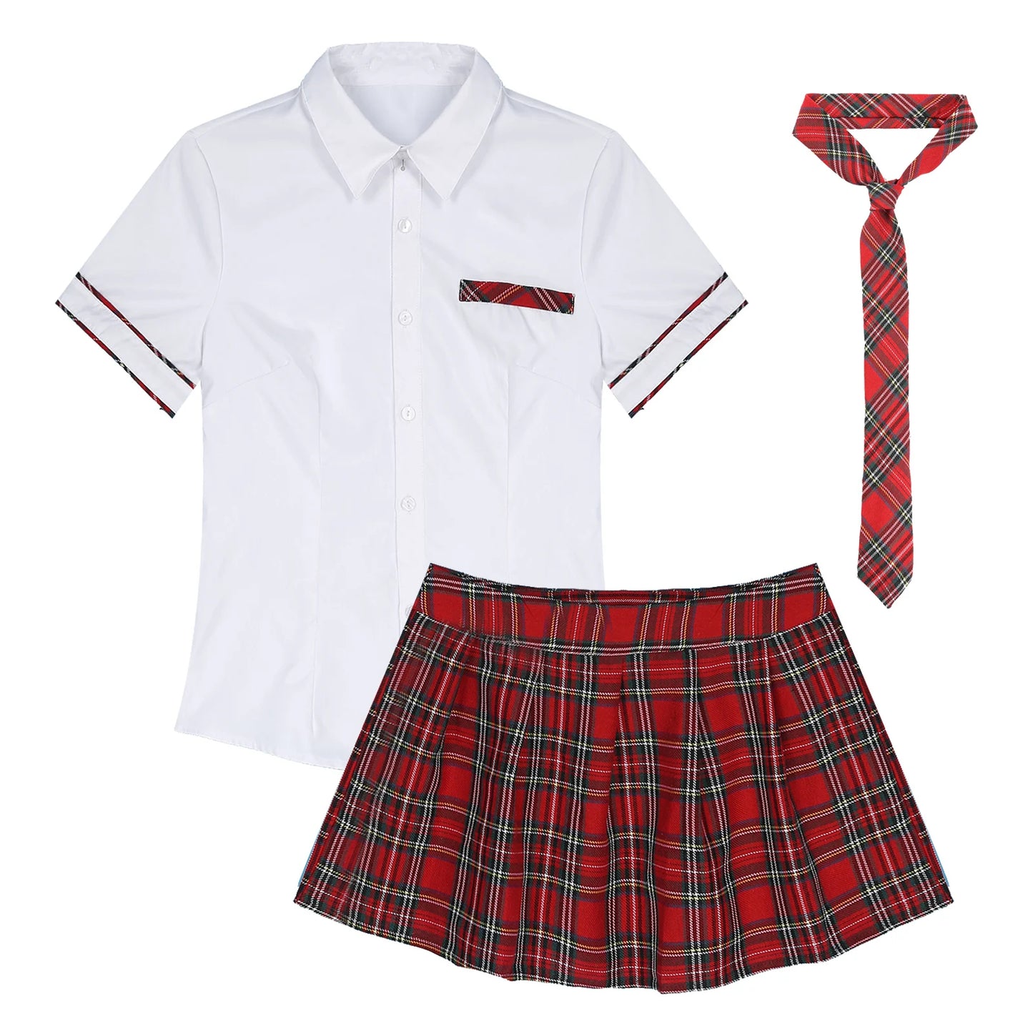 Women Girls Cosplay Costume School Uniform Short Sleeve Shirt with