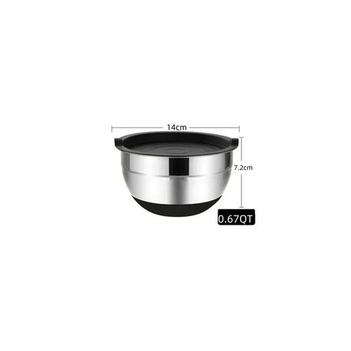 6-piece Set Mixing Bowls with Lids and Non Slip Bases Stainless Steel