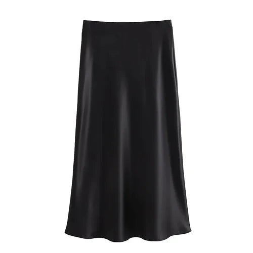 TRAF Woman 2024 Satin Skirt Women High Waist Long Skirts For Women