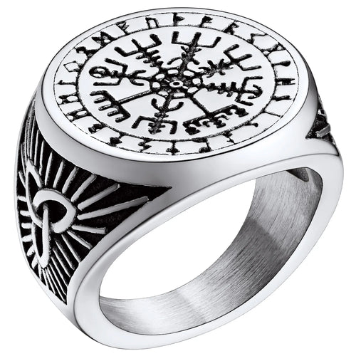 Norse Ring Men Signet s Viking Jewellery Runic Compass Vegvisir Thumb