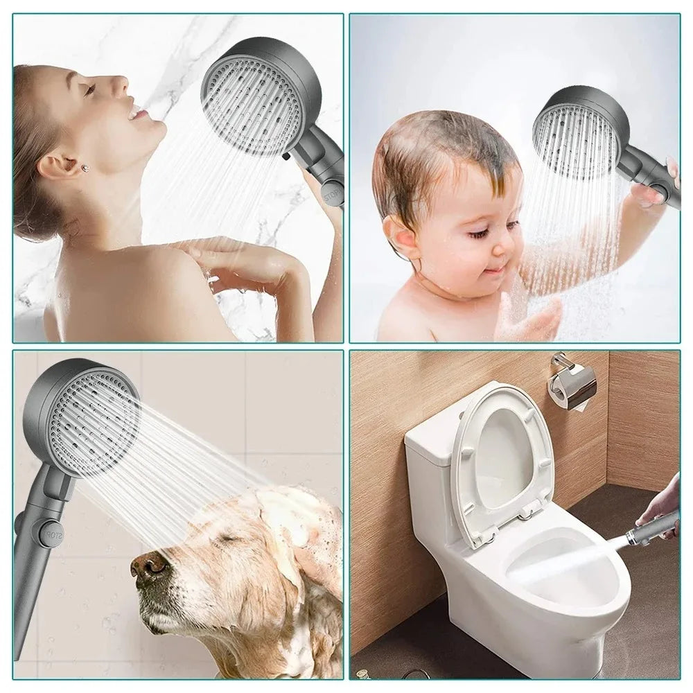 5 Modes Adjustable Showerheads High Pressure Shower Head with Hose