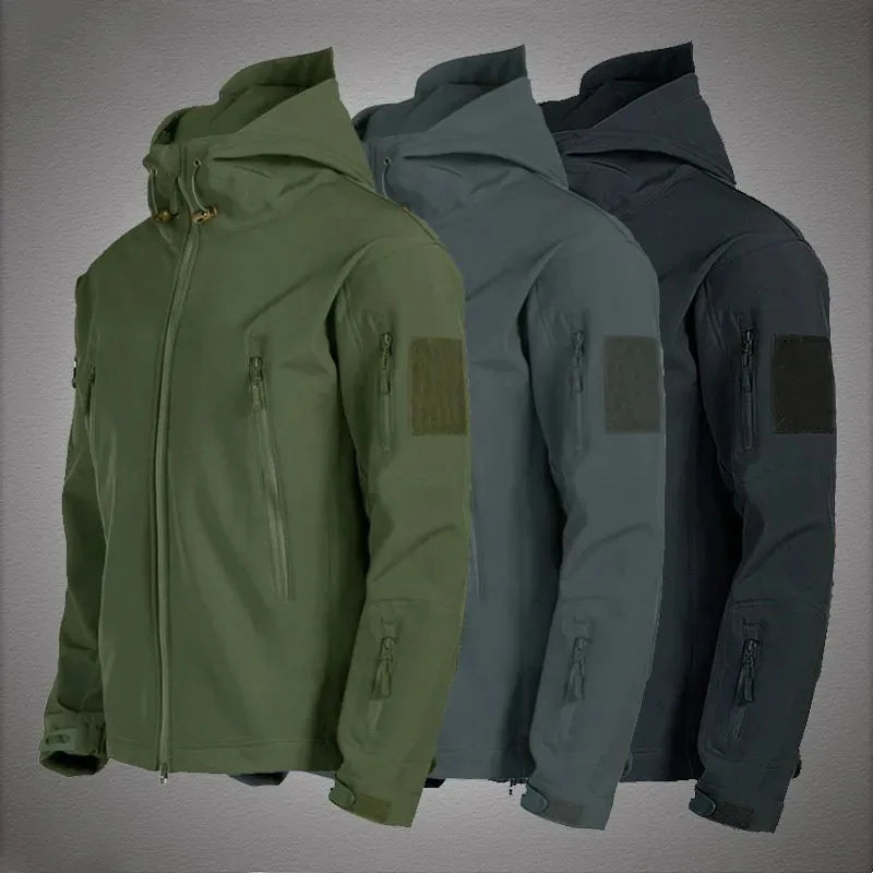 TRAF 2024 New Fashionable Shark Skin Soft Shell Jacket Men's Tactical