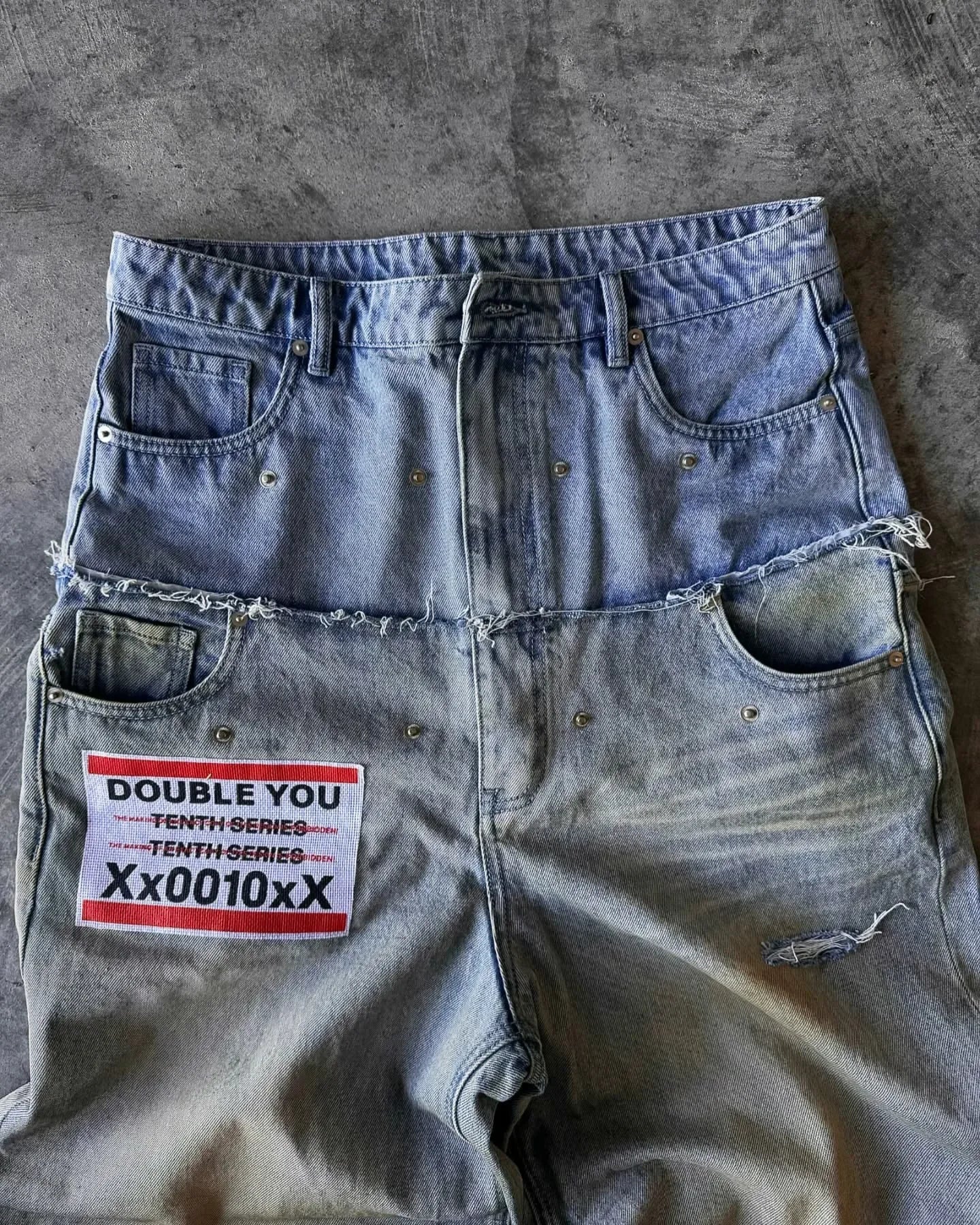 Street hip hop letter-print jeans Men y2k Goth punk Harajuku ripped