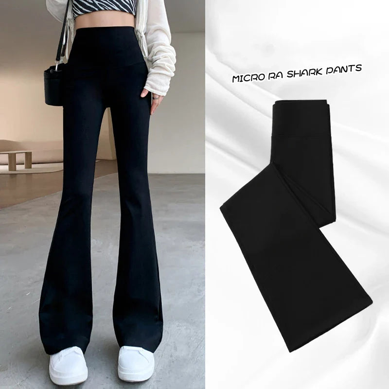 Women Flare Pants Slim High Waist Solid Sexy Shark Flare Pants Fashion