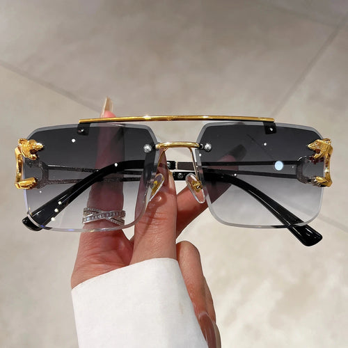 1pcs Retro Frameless MEN'S AND WOMEN'S Sunglasses, Fashionable, Nickel