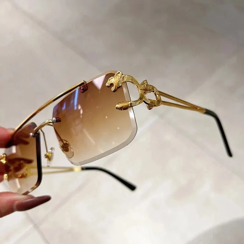 1pcs Retro Frameless MEN'S AND WOMEN'S Sunglasses, Fashionable, Nickel