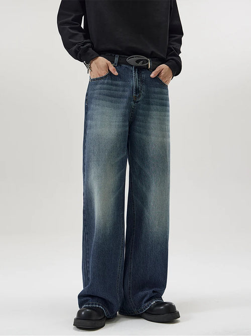 4 Colors Autumn Vintage Distressed Men's Baggy Straight Jeans Fashion