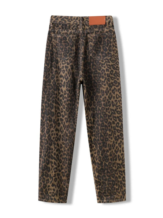 Leopard Print Jeans for Women High Waisted Y2k Retro Fashion