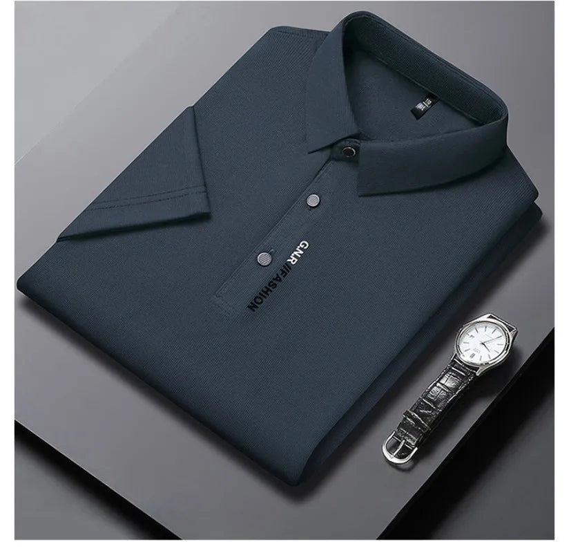 2025 Men's Short Sleeve Solid Color Polo Shirt Breathable Comfortable