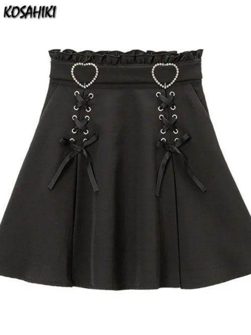 2025 Y2k Aesthetic Harajuku Style Sweet Girl High Waist Mini Bandage