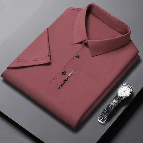 New Men's Short Sleeved Solid Color POLO Shirt Breathable and