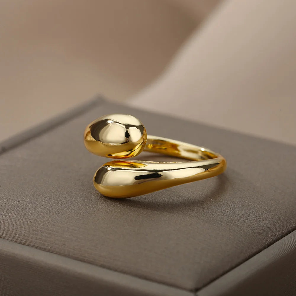Stainless Steel Rings for Women 2024 Trend New in Gold Color Ring