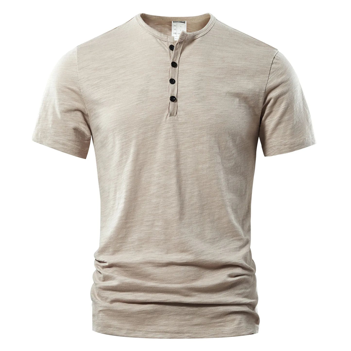 T Shirt Men Casual High Quality Summer Short Sleeve Henry neck Mens T