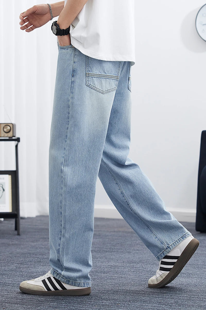 2025 Spring/Summer Korean Style Straight Leg Lyocell Jeans Men's
