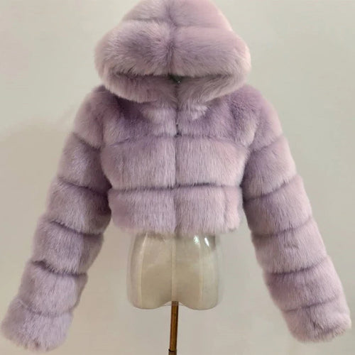 High Quality Furry Cropped Faux Fur Coats and Jackets Women Fluffy Top
