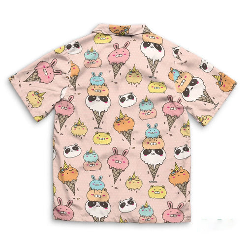 2024 Hawaiian Shirt For Men Summer Ice Cream T-Shirt Beach Prints