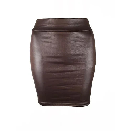 Black Slim Imitation Leather Pencil Mini Skirt High Waist Sexy Fashion