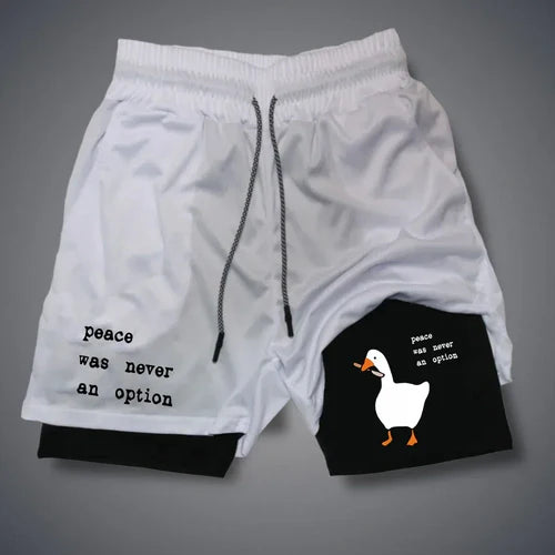 Cartoon Duck Print Men's Shorts Summer Double Layer Letter Print