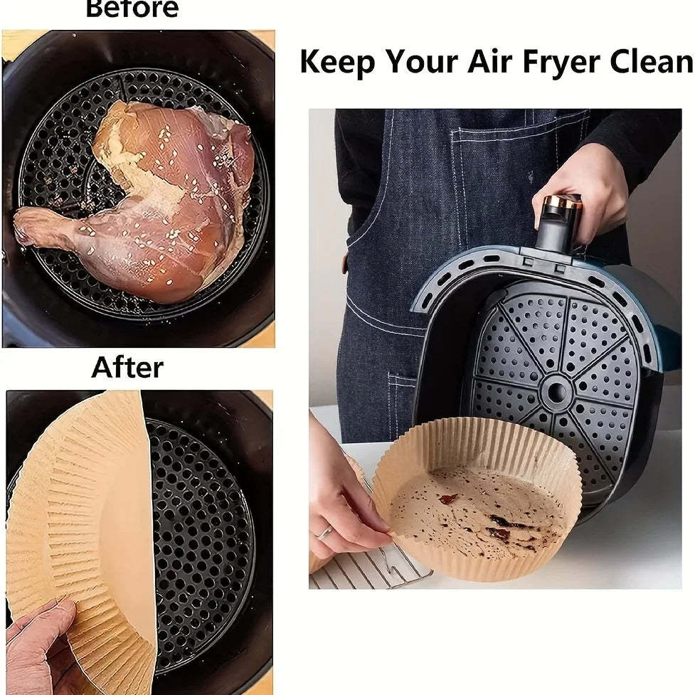 100Pcs Air Fryer Baking Paper Liner Oil-proof Disposable Parchment