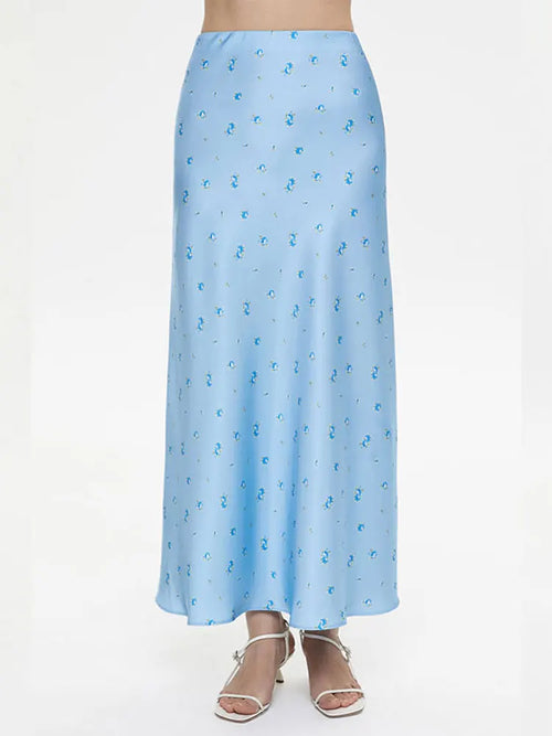 Tossy Summer Printed Fashion Long Skirt For Women High Waist Contrast