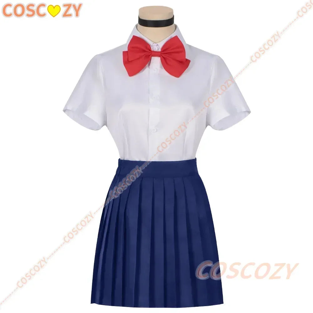 Momo Ayase Cosplay Costume Wig Anime Dandadan Sweater Skirt School