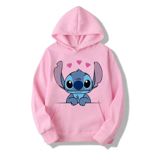 Disney Stitch Cartoon Anime Women Pullover Spring Autumn Men Oversized