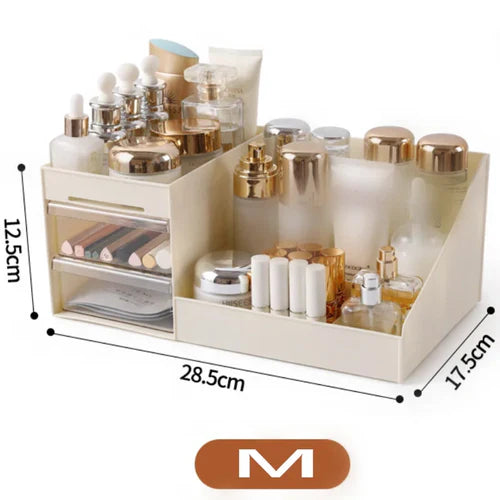 Cosmetic Display Case Desk Storage Box with Clear Drawers Large