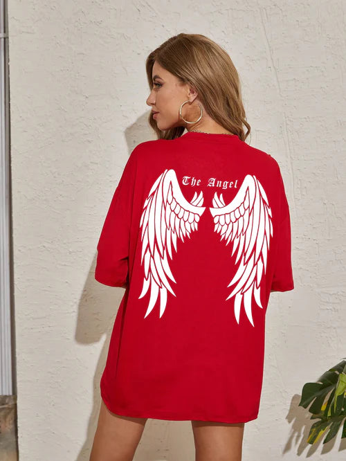Dark Angel Wing Hot sale Graphic Printed T-Shirts For Women Loose