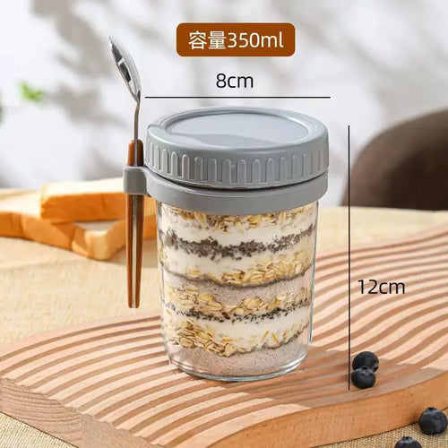 1pcs Overnight Oats Container Milk Fruit Salad Food Storage Glass Jars