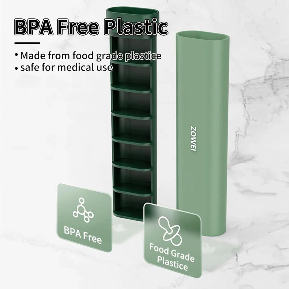 Pill Organizer Box 7 Day, Weekly Travel Pill Case Holder, Daily Pocket