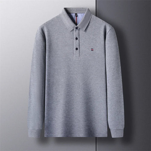 New Men's Casual and Fashionable Embroidered Long Sleeved Polo Shirt