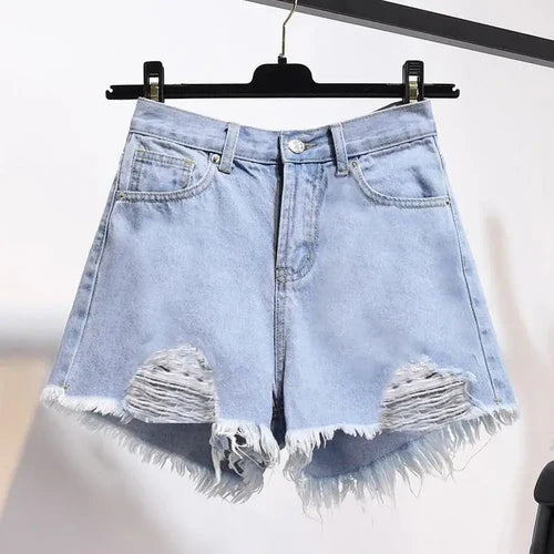Summer Women's Cowboy Shorts Korean High Waist Casual Denim Shorts