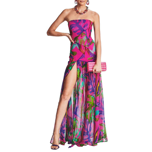 Women’s Tube Top Summer Dress Slim Strapless Backless Mesh Patchwork