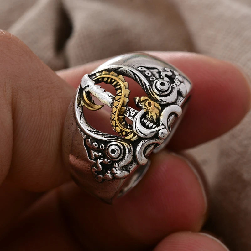 Vintage LOL Bill Givott Game Design Thai Silver Men`s Ring Hand