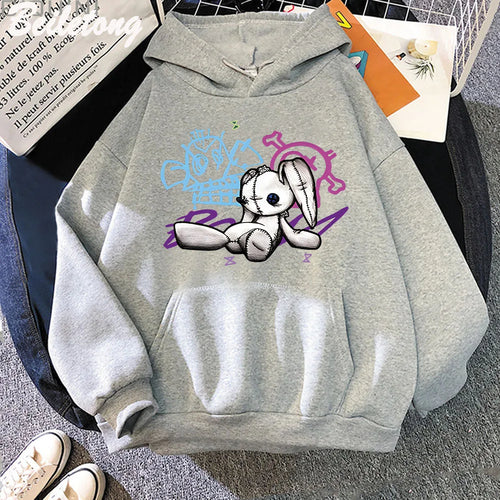 Arcane Jinx Hoodie Monkey Doll Rabbit Graffiti Grunge Style Kpop