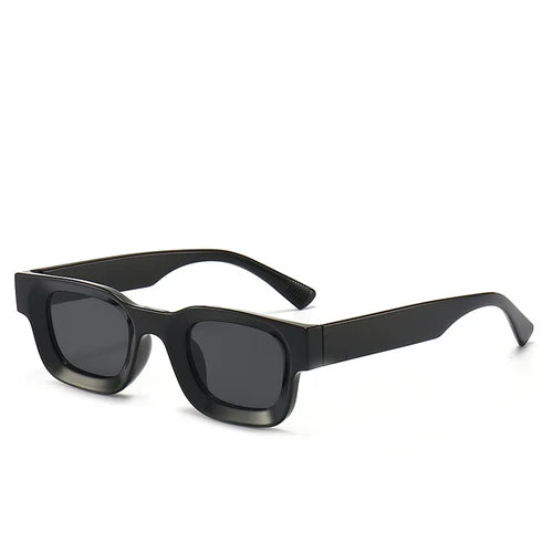 Small Sunglasses Rectangle Thick Frame Square Sun Glasses Men's Black