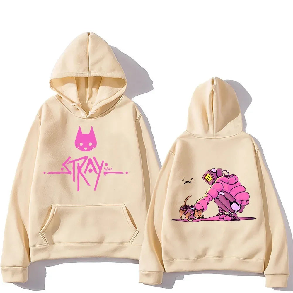 Fashion Women Men Hoodie Stray Cat Cotton Sweatshirt Game Print Pullover Hoodie Female Clothing Streetwear Top Gift Plus Size