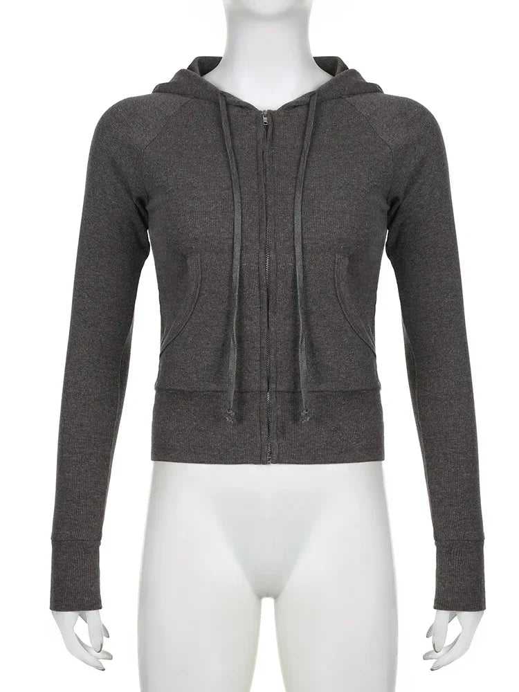 Casual Streetwear Basic Hooded Pockets Sweatshirt Tracksuit Solid Long