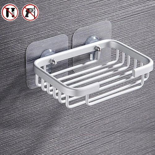 1PC Free Drill Soap Dish Holder Wall Mounted Storage Rack Holder