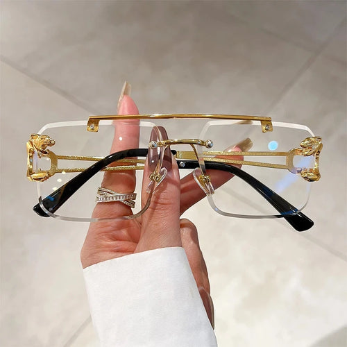 1pcs Retro Frameless MEN'S AND WOMEN'S Sunglasses, Fashionable, Nickel