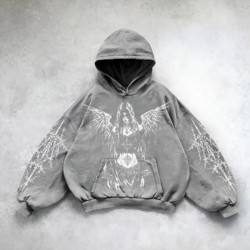 Y2k Vintage Fashion Print Zip Up Hoodies New Harajuku Hip Hop Long