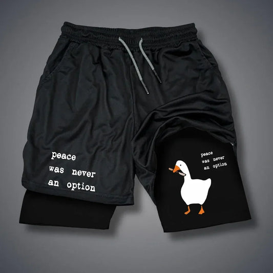 Cartoon Duck Print Men's Shorts Summer Double Layer Letter Print